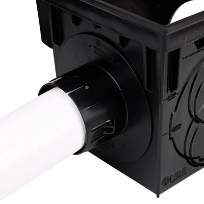 NDS 9 in. catch basin outlet connected to smooth-wall drain pipe